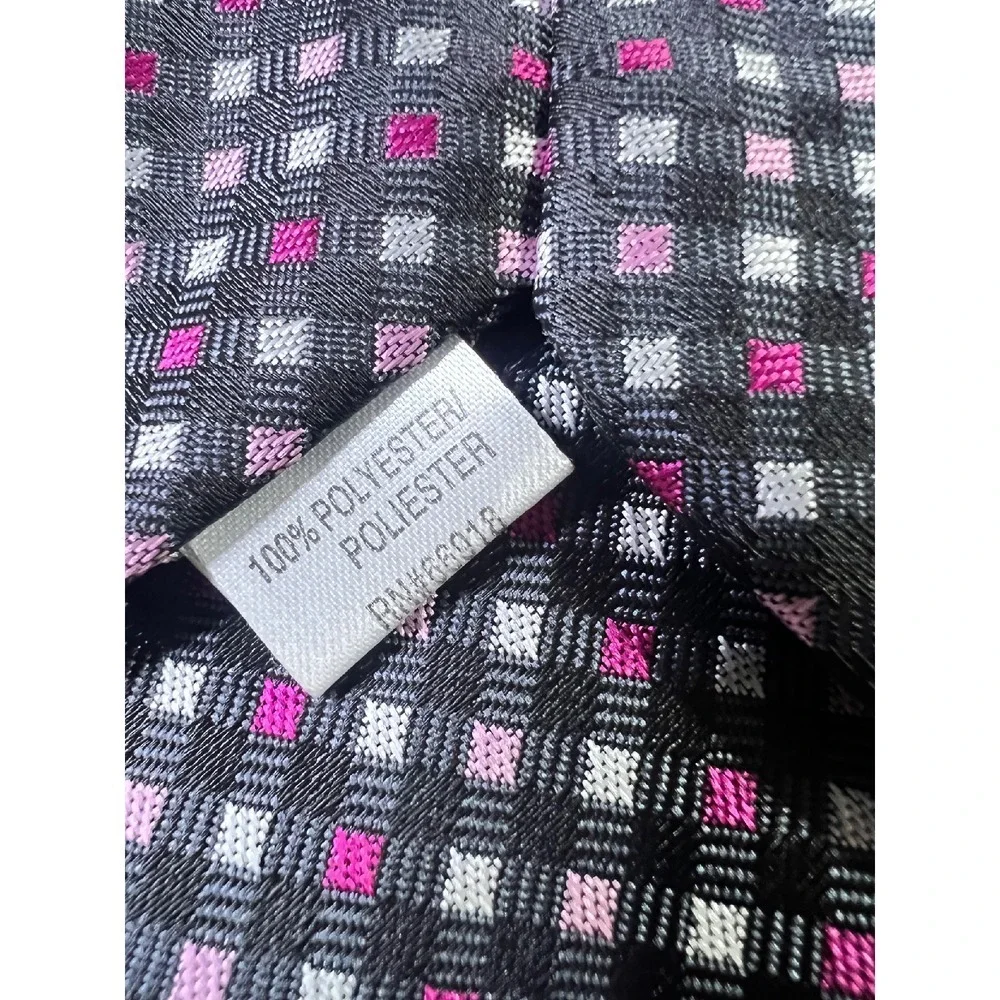 Silver Label Necktie Pink White‎ Squares Pattern Business Career Men